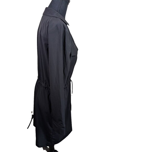 Calvin Klein Shirt Dress Black Drawstring Waist Zipper Collared Casual Size 8 - Picture 5 of 13